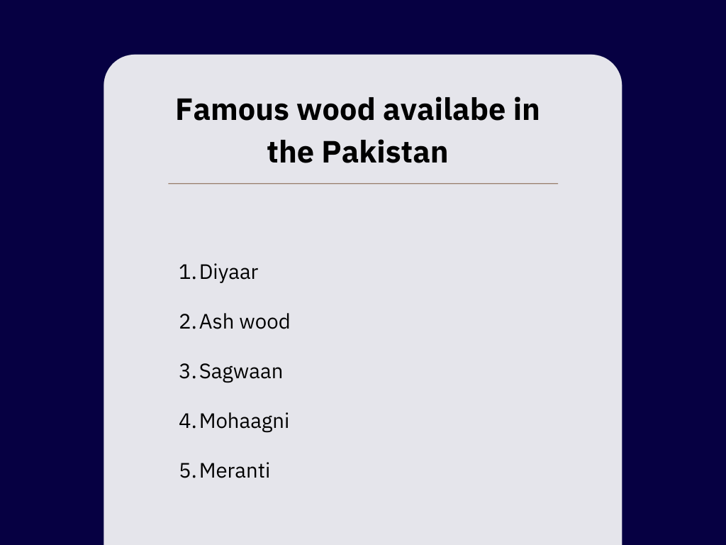 Famous wood available in Pakistan